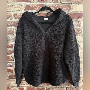 💖 PINK Victoria’s Secret Sherpa Half-Zip Hoodie — Black — Size M 💖